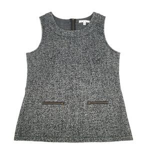 CAbi Cece Shell Sleeveless Tweed Top Medium Womens Black White Gray M 993